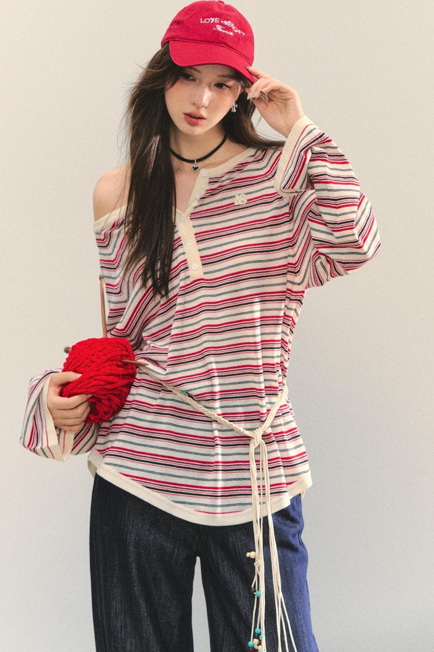 Striped Bow Tie T-Shirt Set-Up