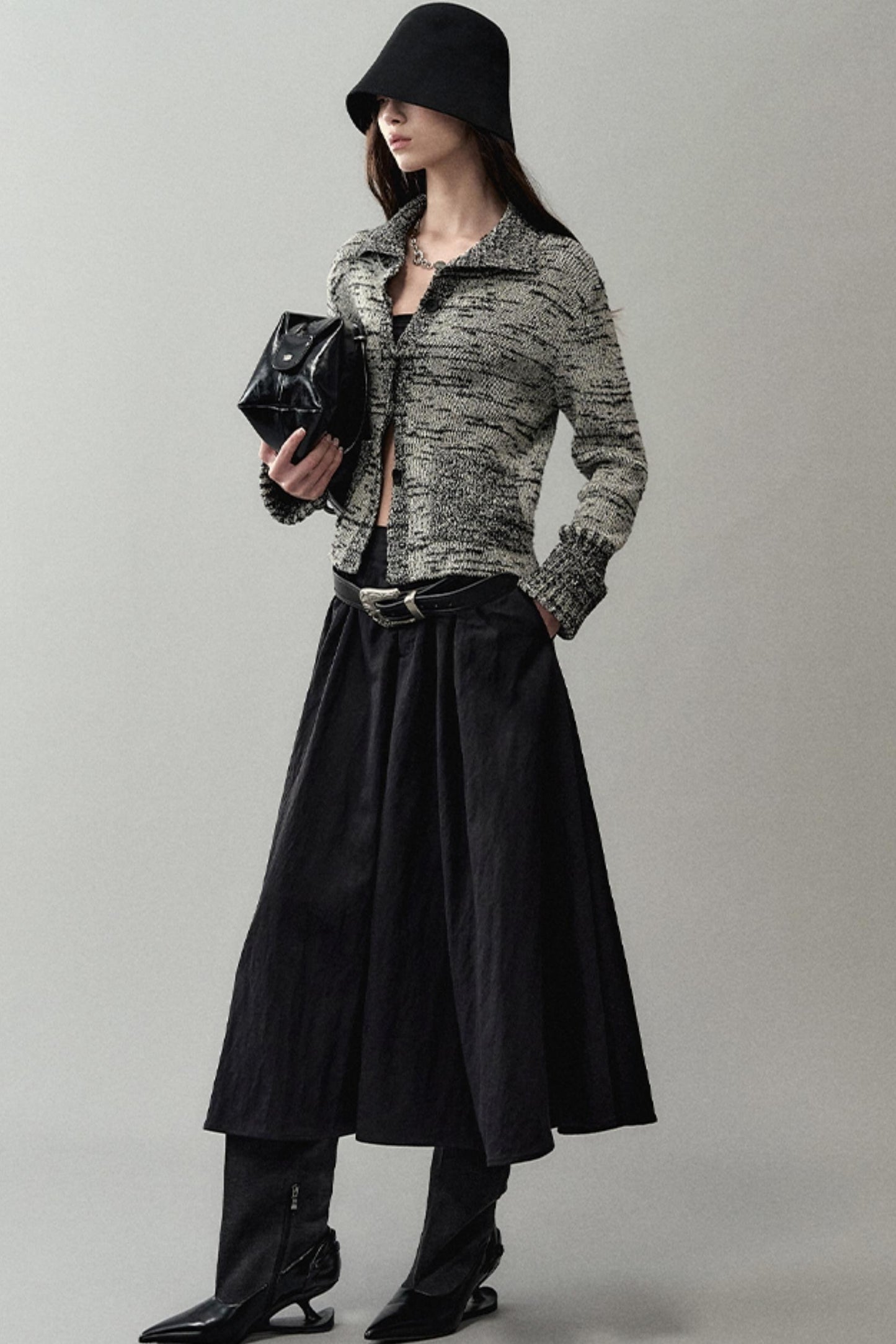 Ink Turtleneck Knitted Cardigan Jacket