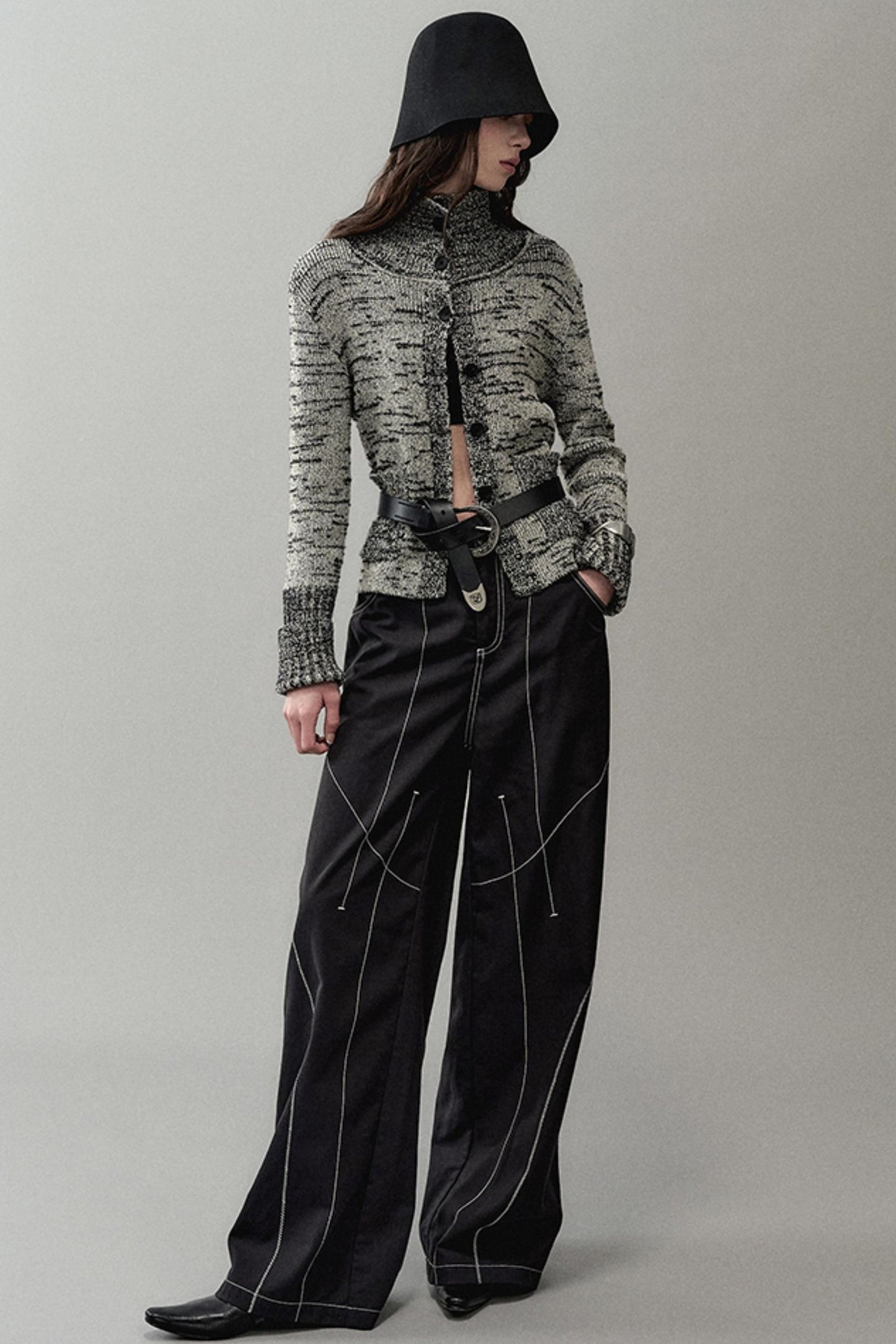 Ink Turtleneck Knitted Cardigan Jacket