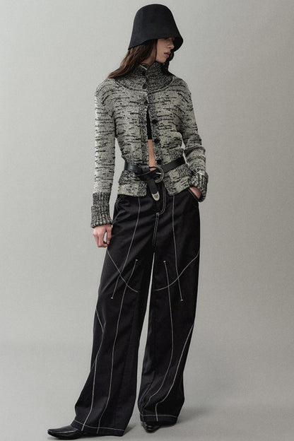 Ink Turtleneck Knitted Cardigan Jacket