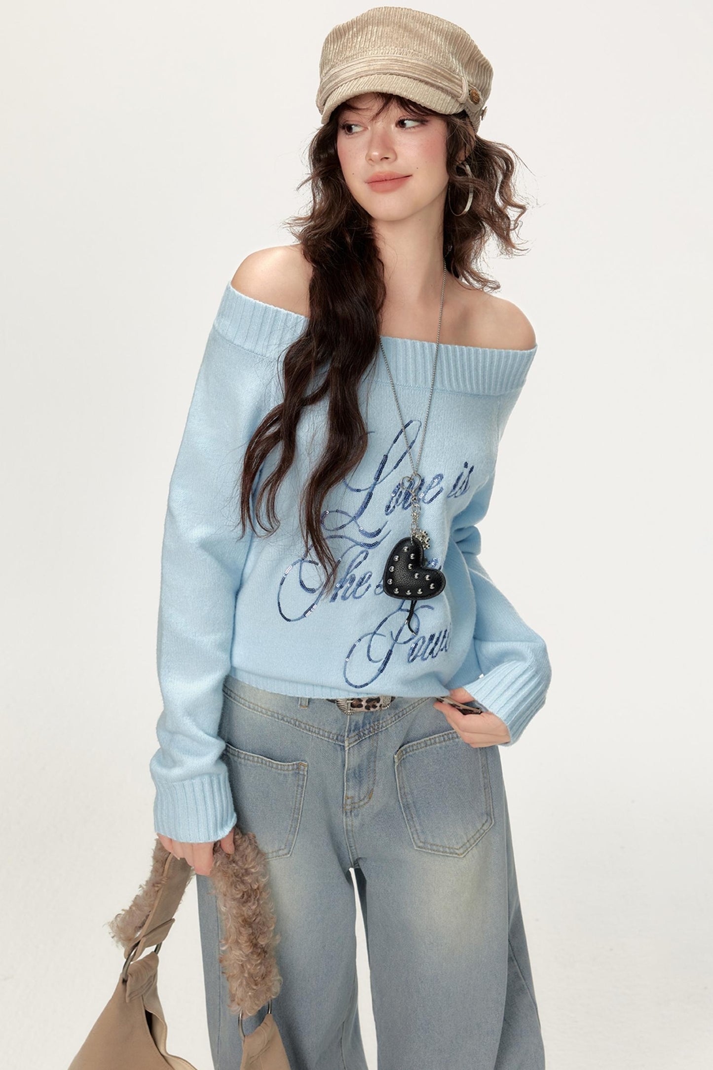 Soft Shoulder Slim Knit Sweater