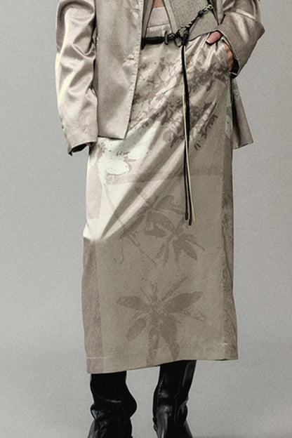 National Style Shadow Print Skirt