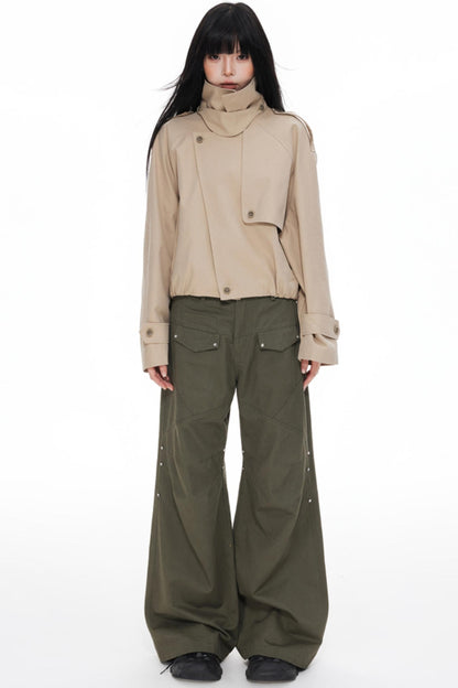 Stand Collar Turtleneck Trench Coat