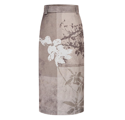 National Style Shadow Print Skirt
