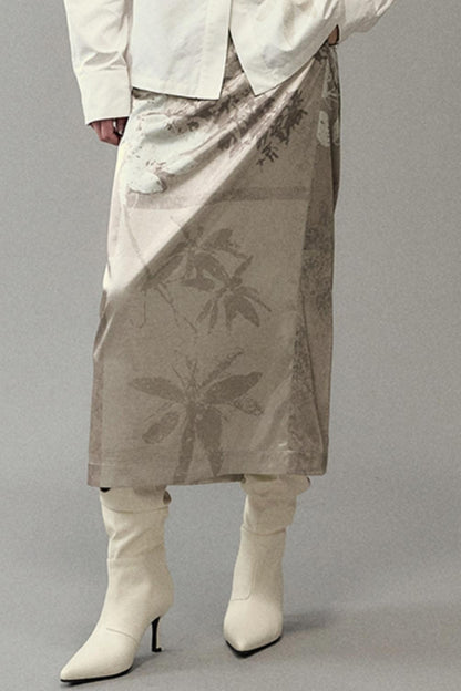 National Style Shadow Print Skirt