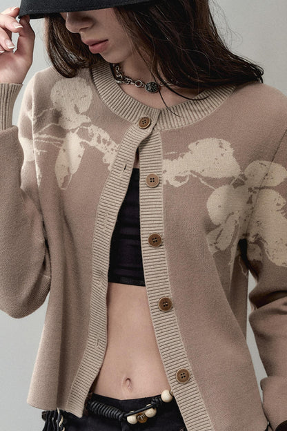 Autumn Jacquard Knitted Cardigan