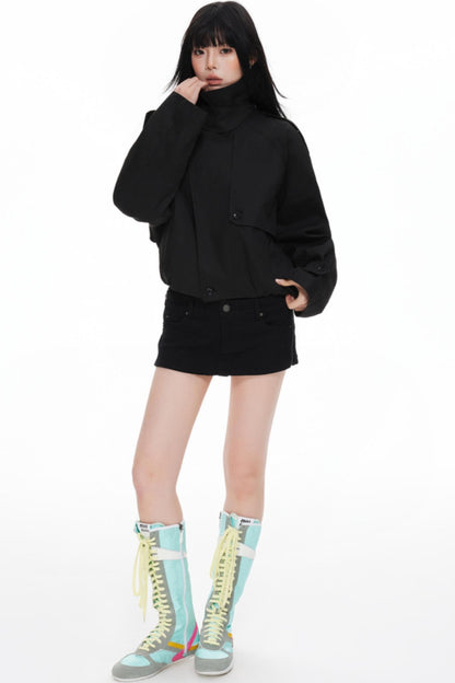 Stand Collar Turtleneck Trench Coat