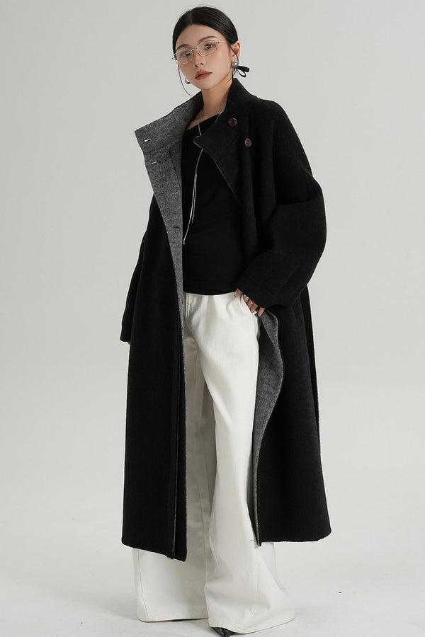 Elongated Temperament Wool Blend Coat