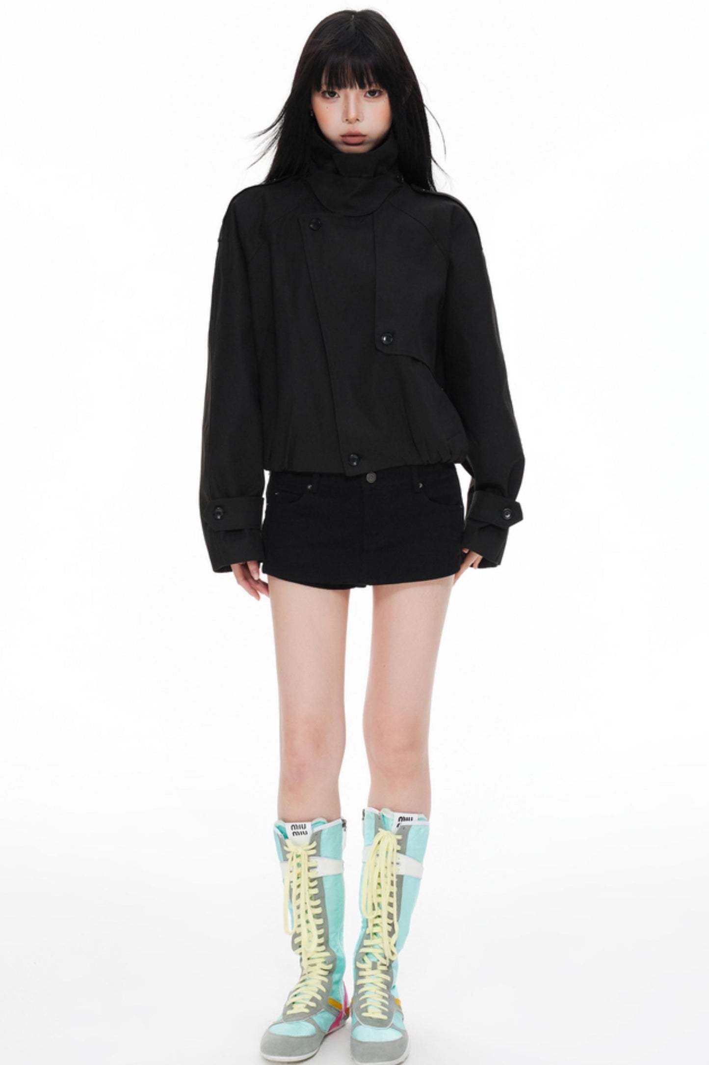 Stand Collar Turtleneck Trench Coat