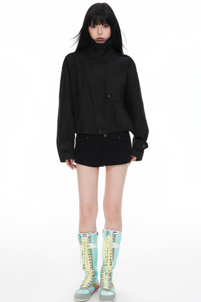 Stand Collar Turtleneck Trench Coat