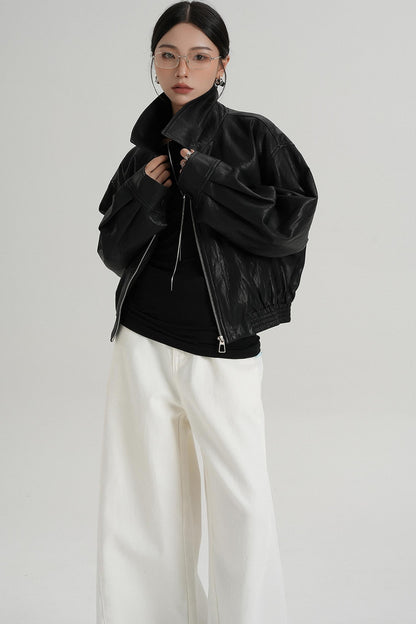 Cropped Leather Jacket