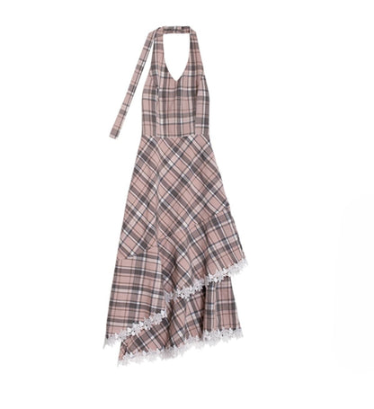 Grey Cherry Plaid Dress
