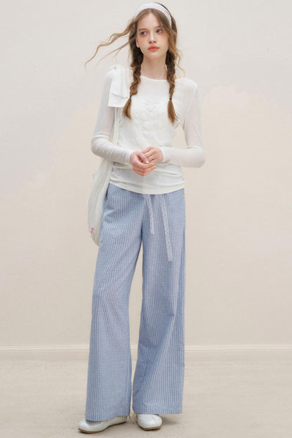 Lace-Trimmed Wide-Leg Trousers