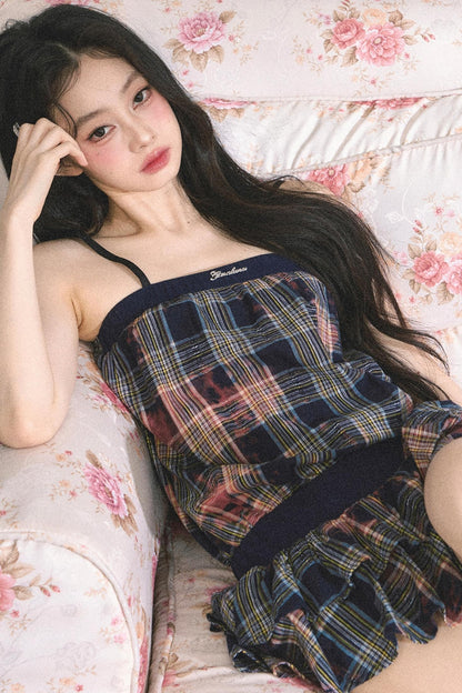 Summer Plaid Halter Dress