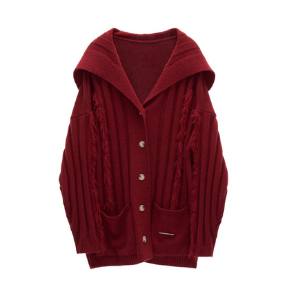 Lapel Knitted Loose Sweater Jacket