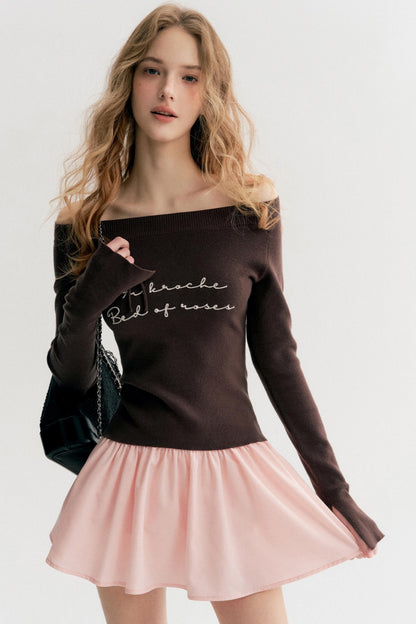 French Chain Sleeve Knit Top