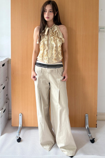 Slim Fit Panel Wide-Leg Trousers