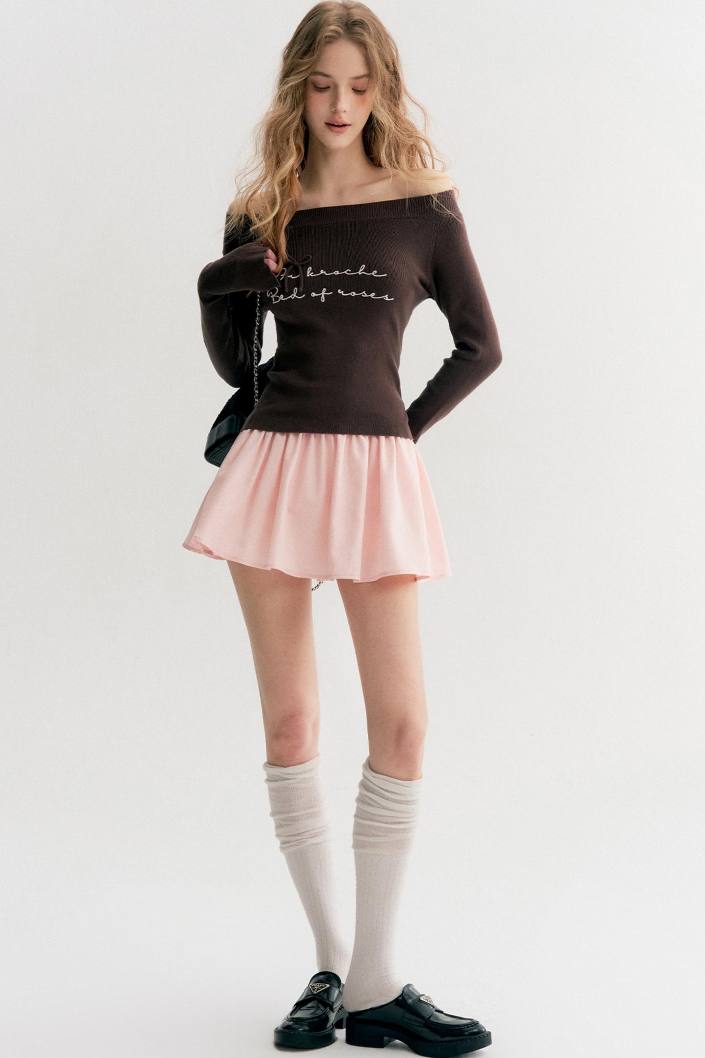 French Chain Sleeve Knit Top