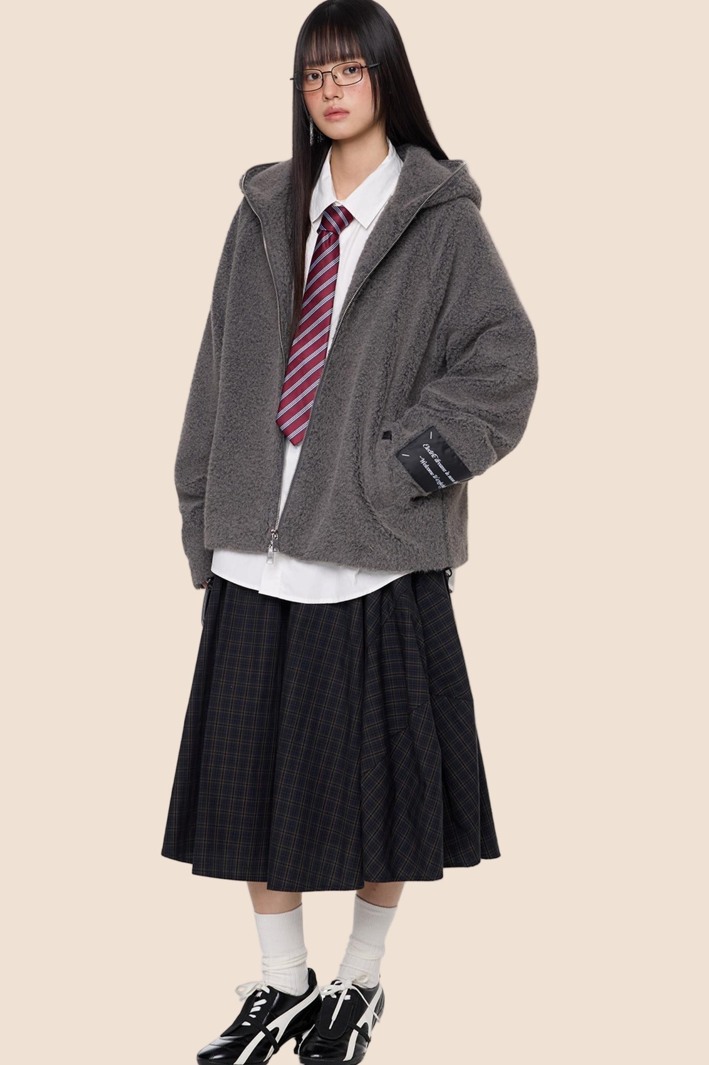 Lazy Retro Hooded Cardigan Jacket