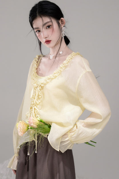 Feathered Lemon Suspenders Set