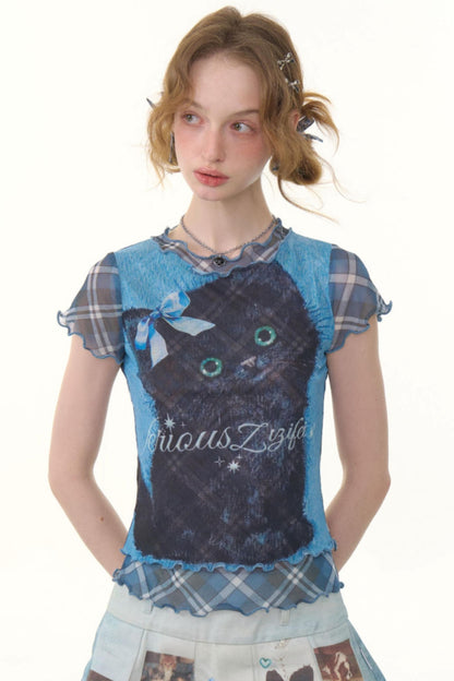 Summer Plaid Mesh Tee