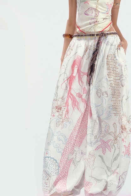 Ocean Pleated Lantern Pants