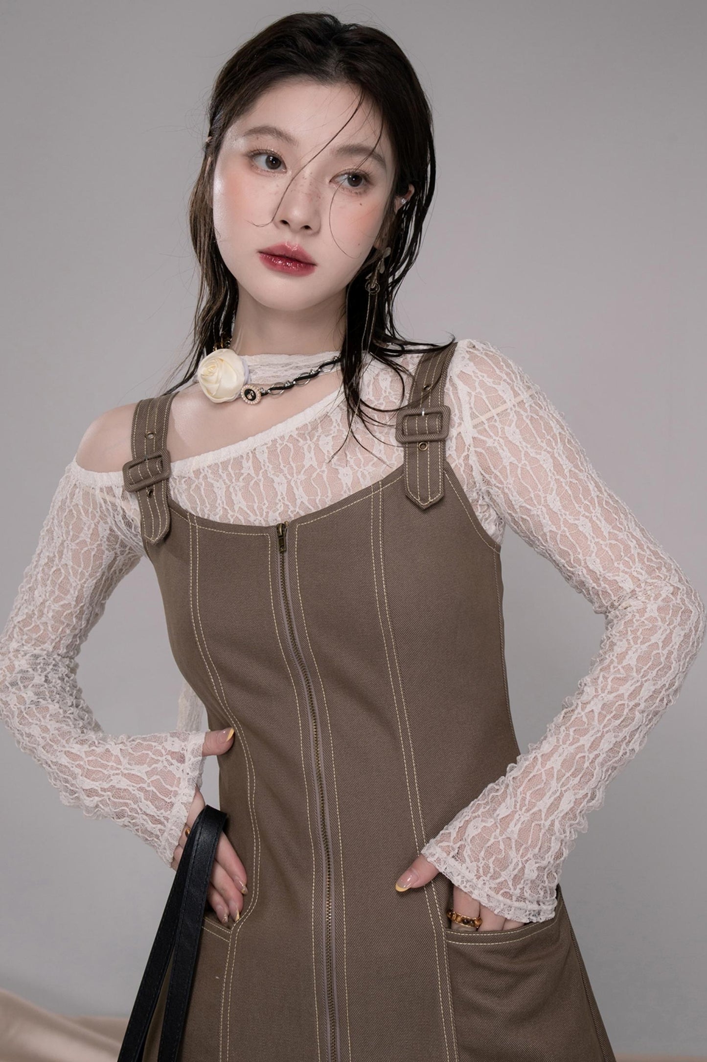 Small Waist Denim Suspender Dress