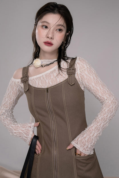 Small Waist Denim Suspender Dress