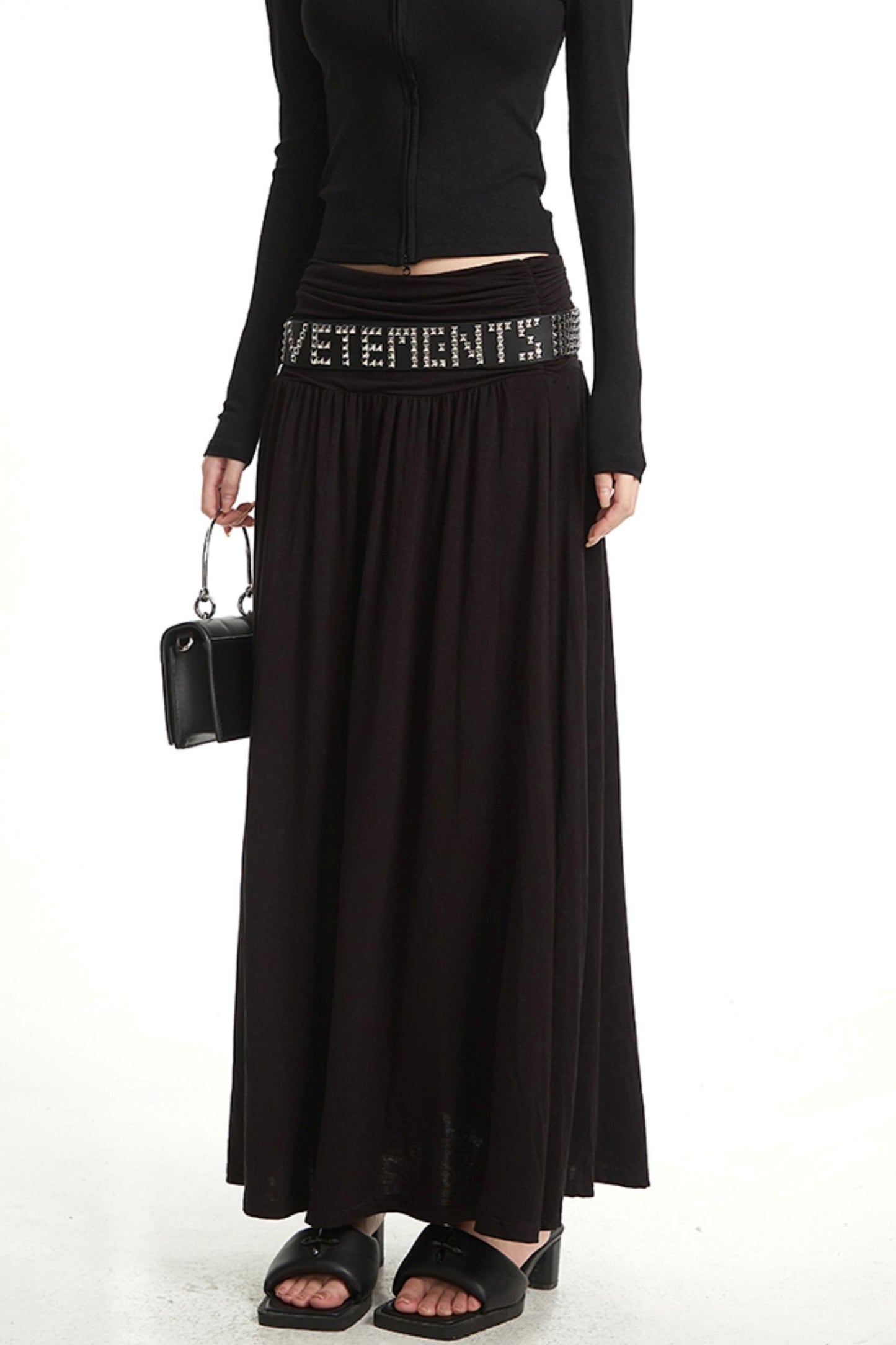 Hip Covering A-Line Long Skirt