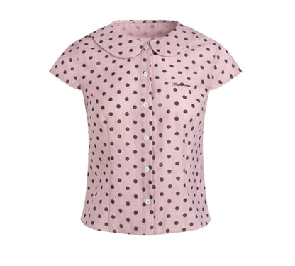 Sweet Pink Polka Dot Doll Collar Shirt