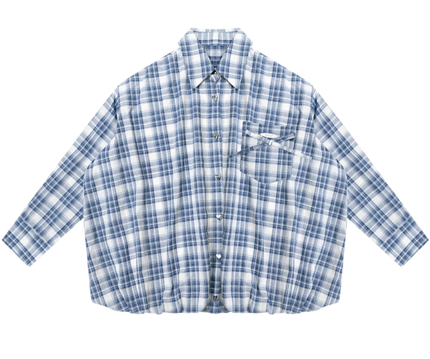 Blue White Plaid Pocket Shirt
