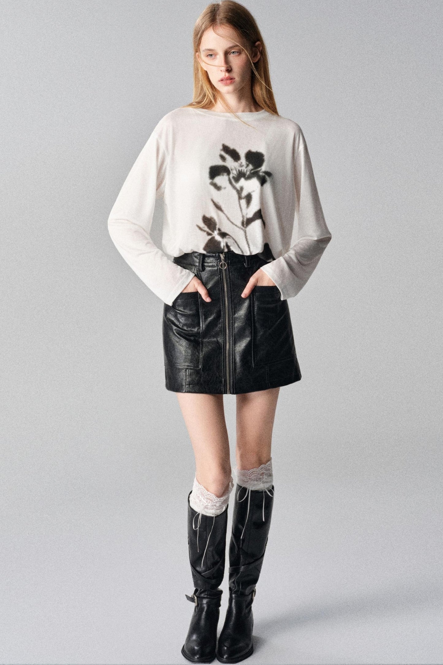 Gothic Rose Vintage Print Long Sleeve T-Shirt