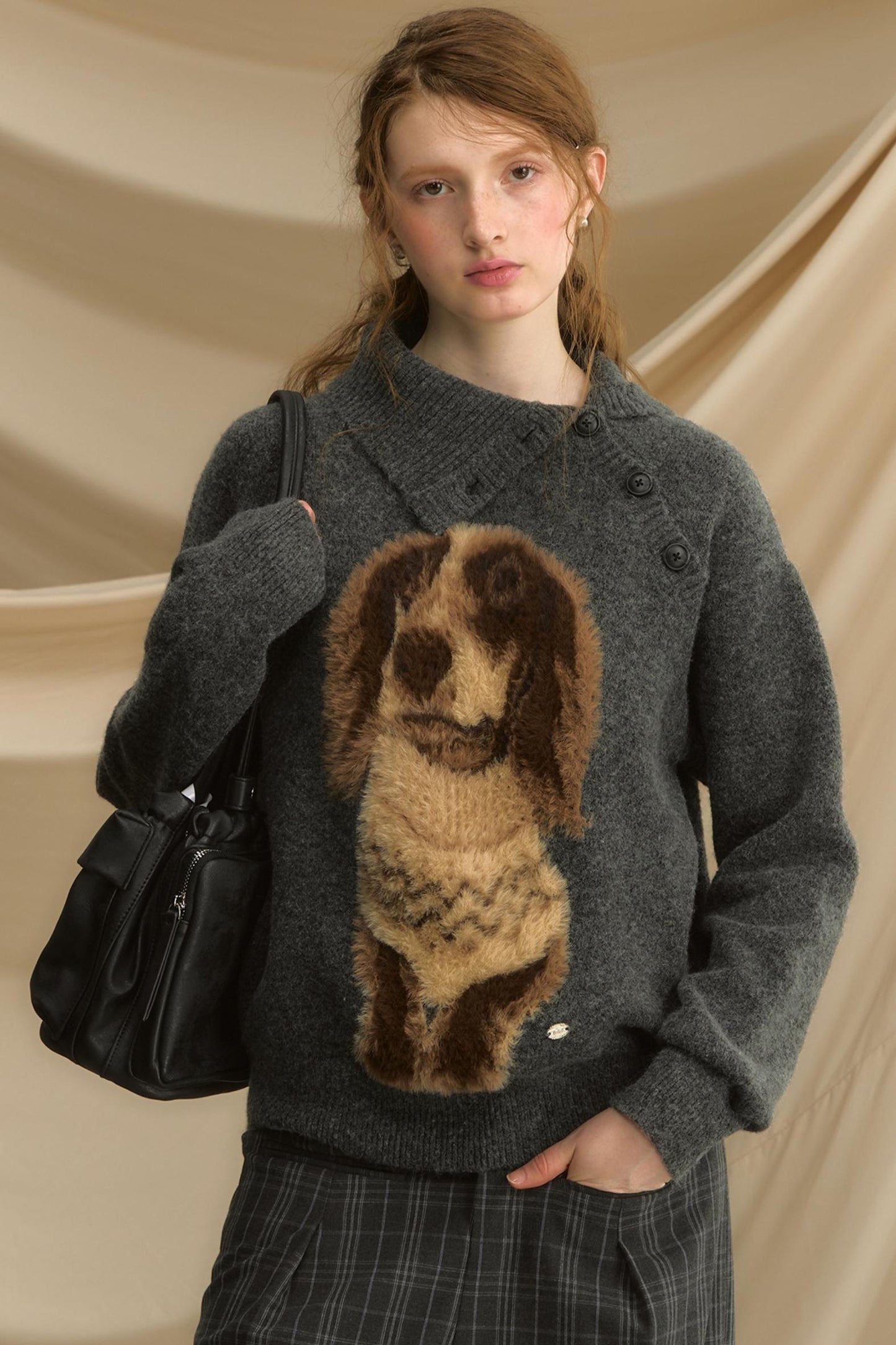 Autumn Puppy Retro Knitted Sweater