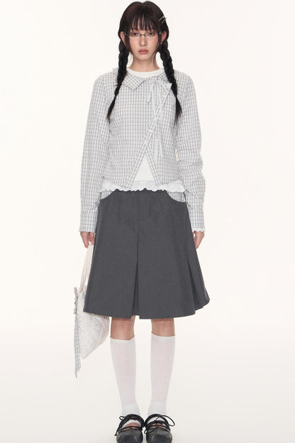 Korean Style Grid Mini Skirt Set-Up