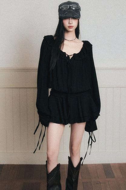 Rhythmic Ruffled Satin Dress