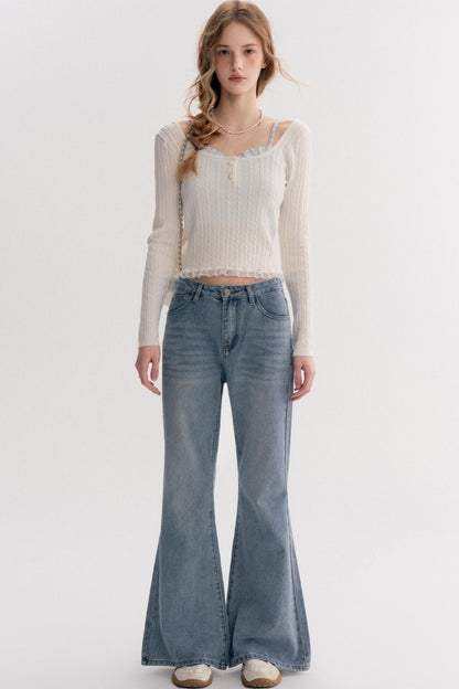 Romantic Plaid Cable Knit Sweater