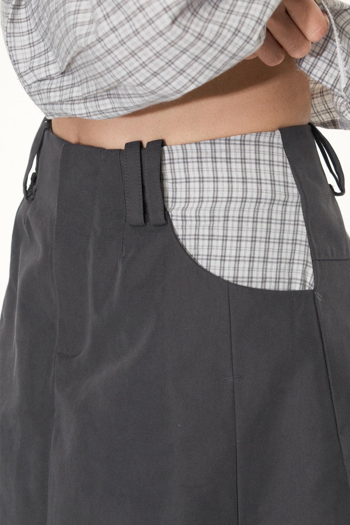 Korean Style Grid Mini Skirt Set-Up