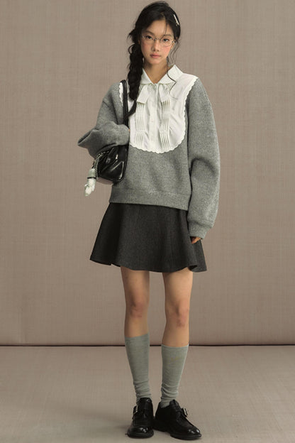 Fake Two-Piece Doll Collar Sweatshirt