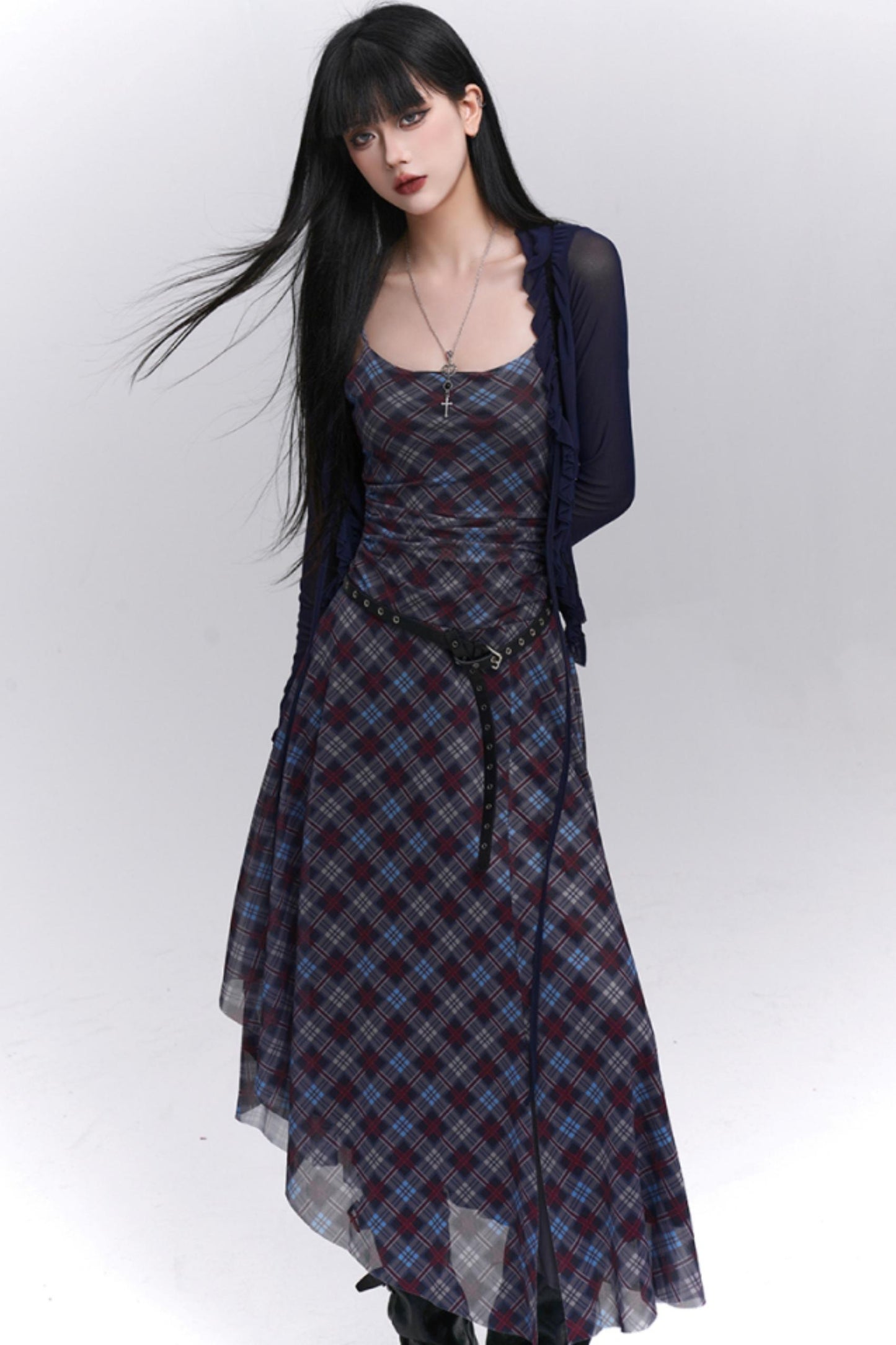 Unique Plaid Halter Dress