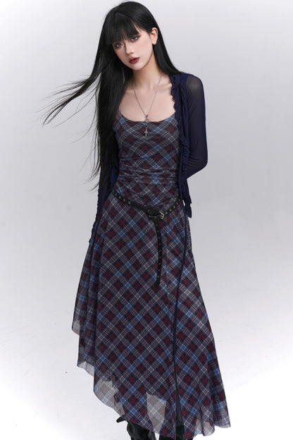 Unique Plaid Halter Dress