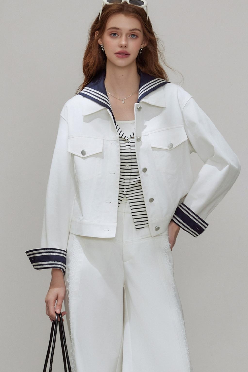 White Denim Short Jacket