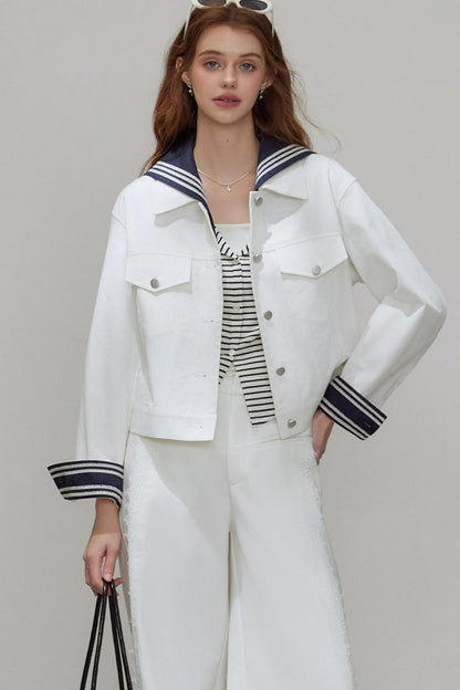 White Denim Short Jacket