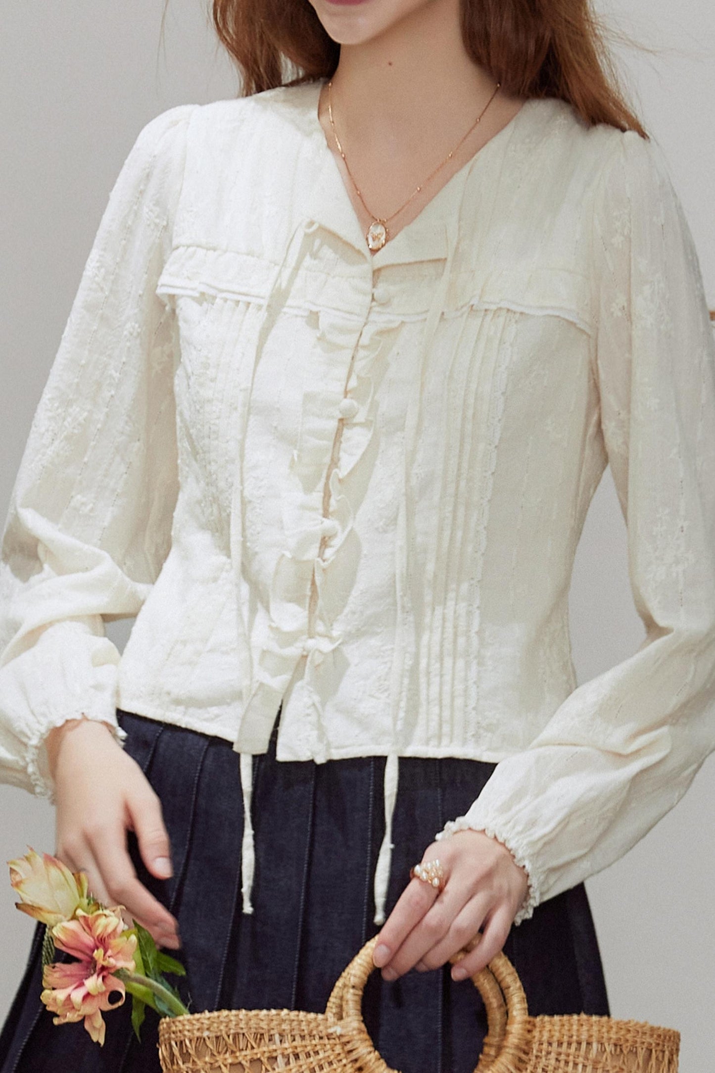 French Temperament V-Neck Shirt