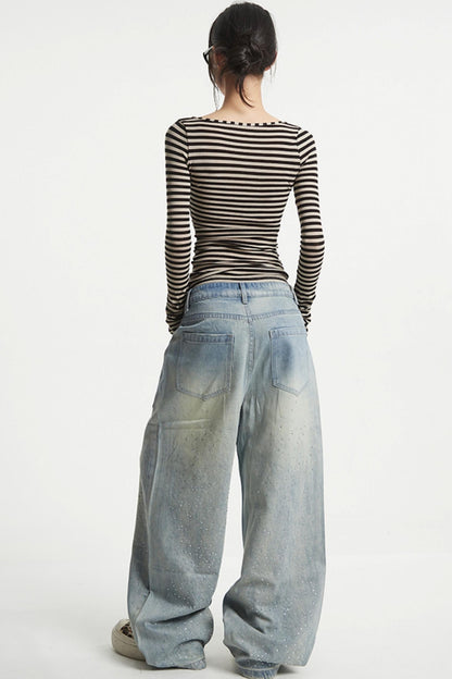 Vintage V-Neck Striped Tee