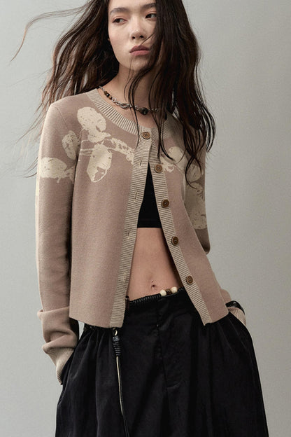 Autumn Jacquard Knitted Cardigan