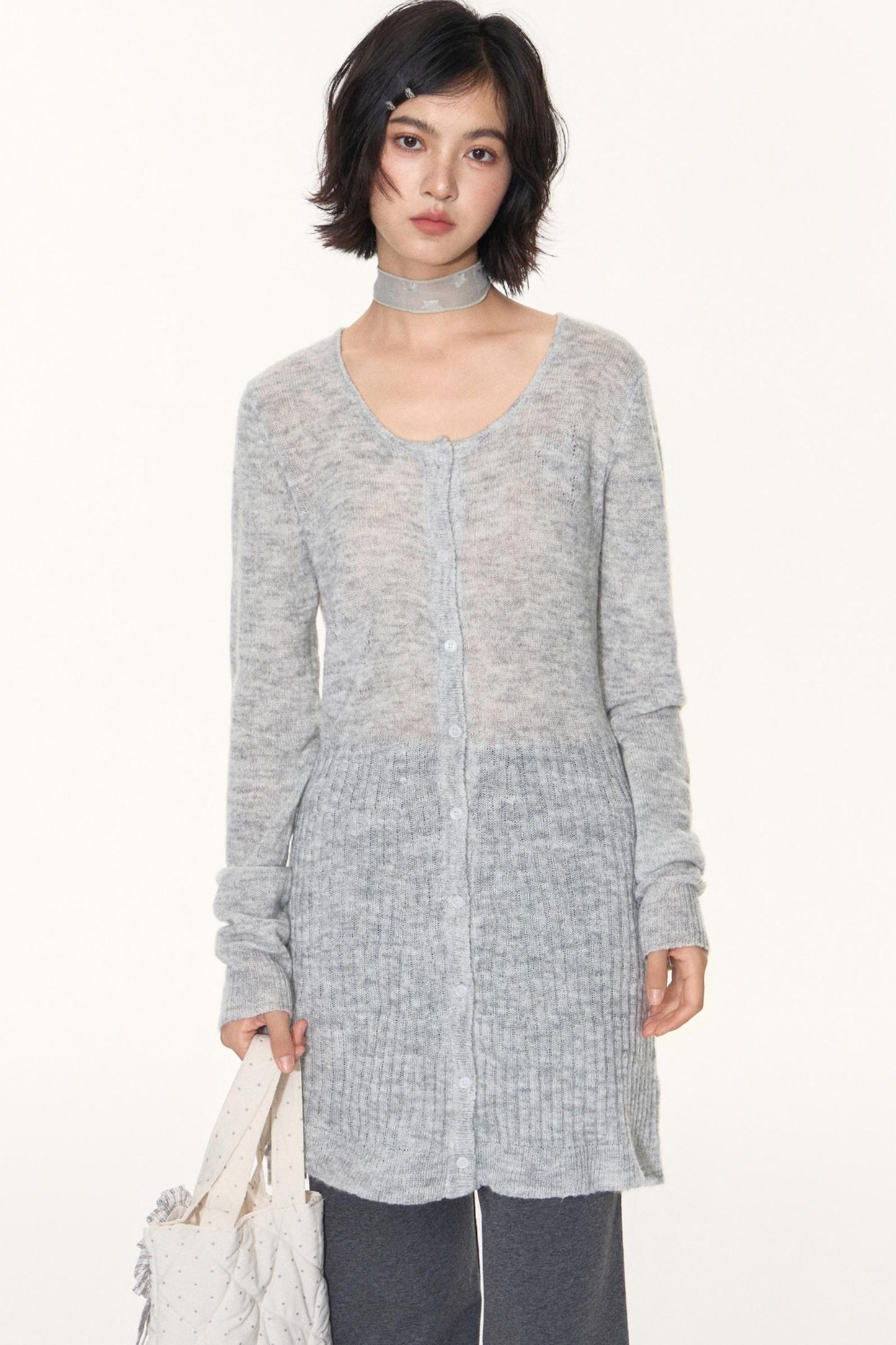 Star Jacquard Knit Cardigan Top