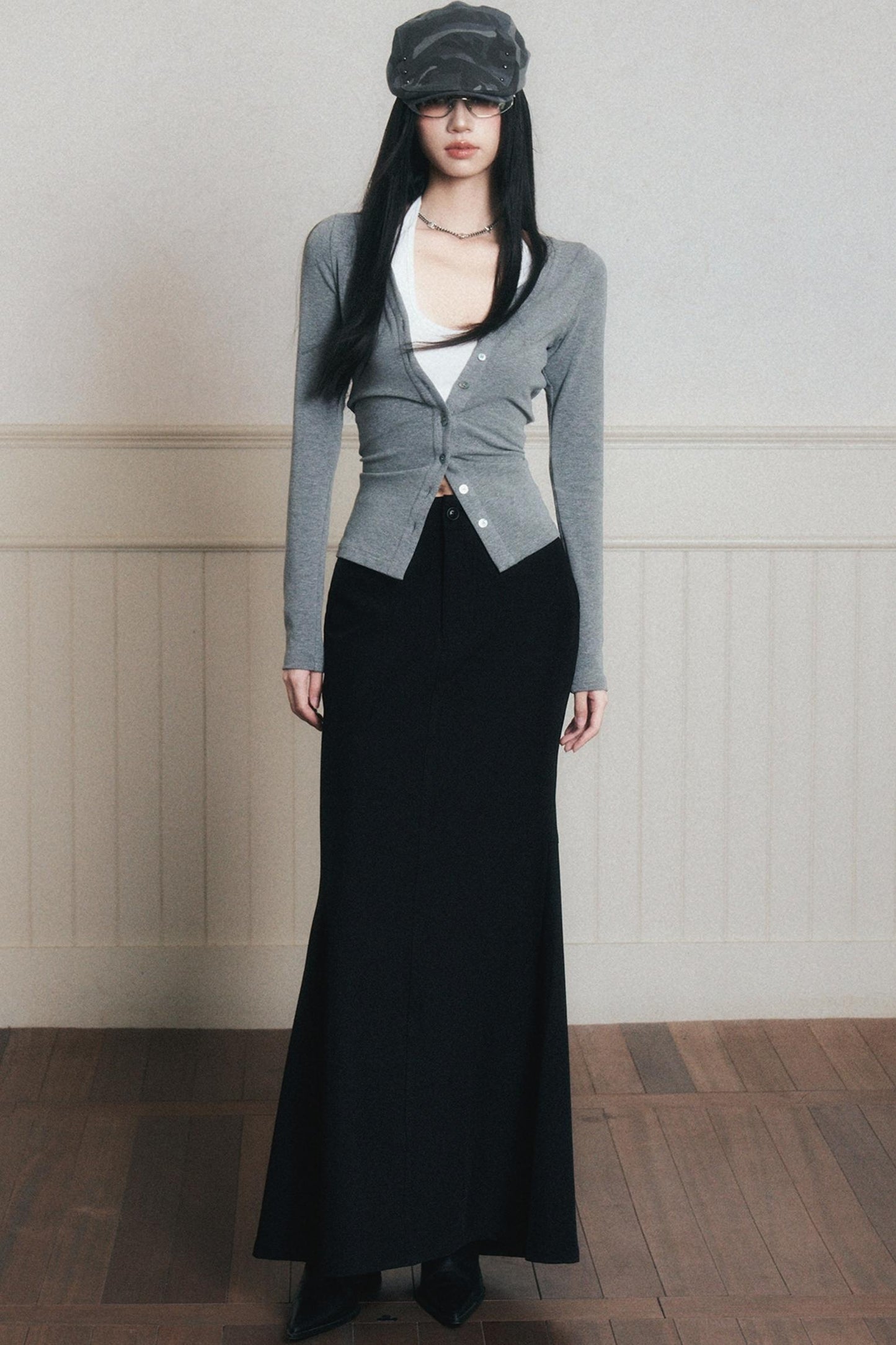 Layered Halterneck Knit Cardigan