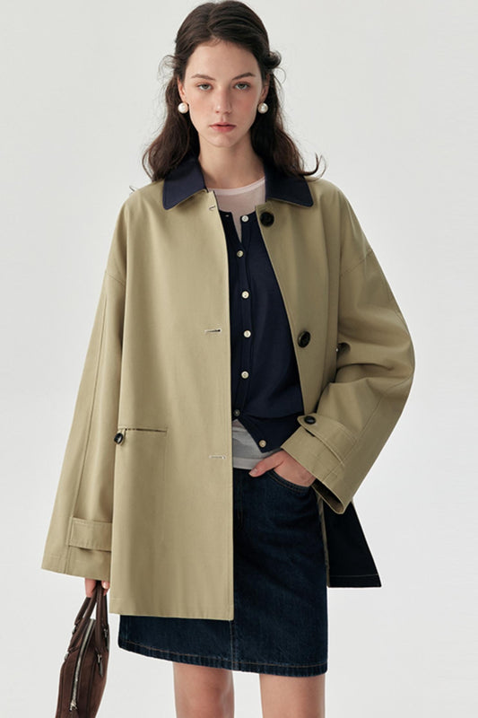 Autumn Contrast Trench Coat