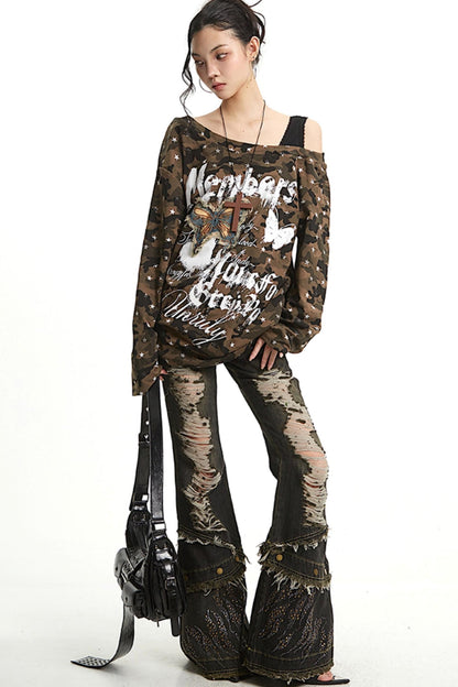 Butterfly Patch Long Sleeve Top