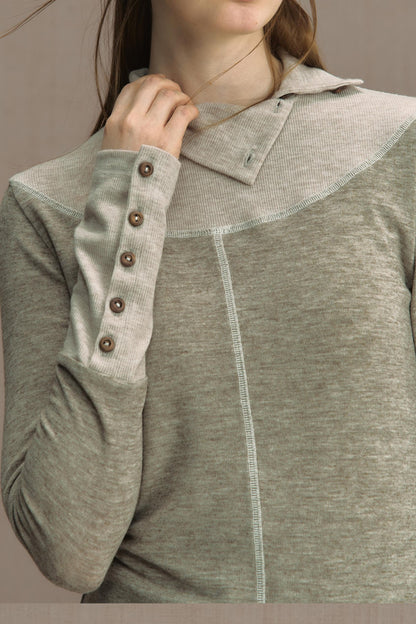 Glutinous Half-Turtleneck Knit T-shirt